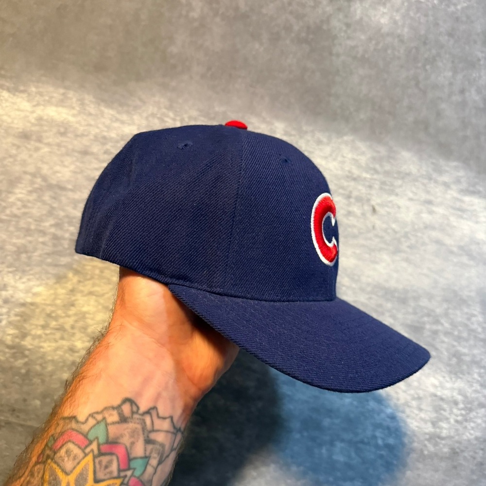 Vintage Puma MLB Chicago Cubs Snapback Hat Mens Navy Blue Red Logo Baseball Cap - Picture 3 of 8